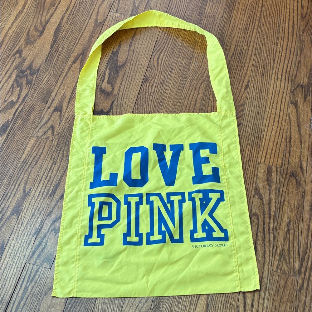 Vintage 2009 PINK Victoria's Secret Yellow and Blue Tote bag